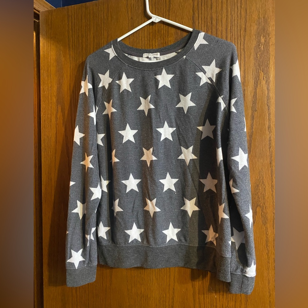 Grayson Threads Gray Stars Light Sweatshirt Patriotic America Long Sleeve Large